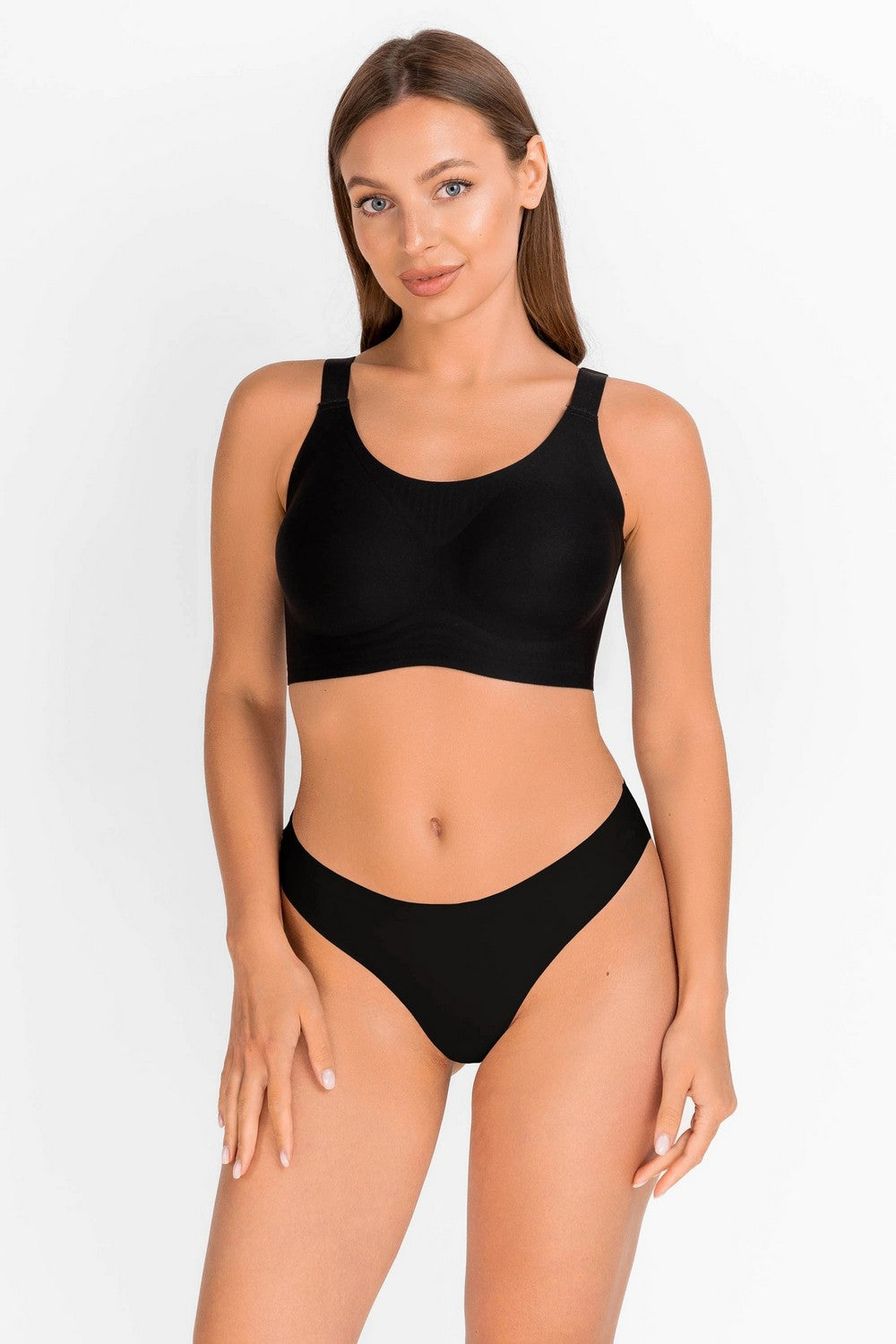 Бесшовный бра-топ из микрофибры 7070-075 black