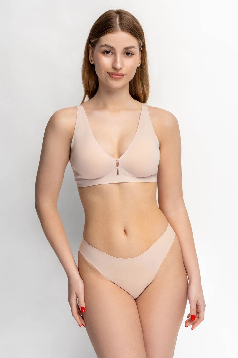 Бесшовный бра-топ из микрофибры 7083-074 beige