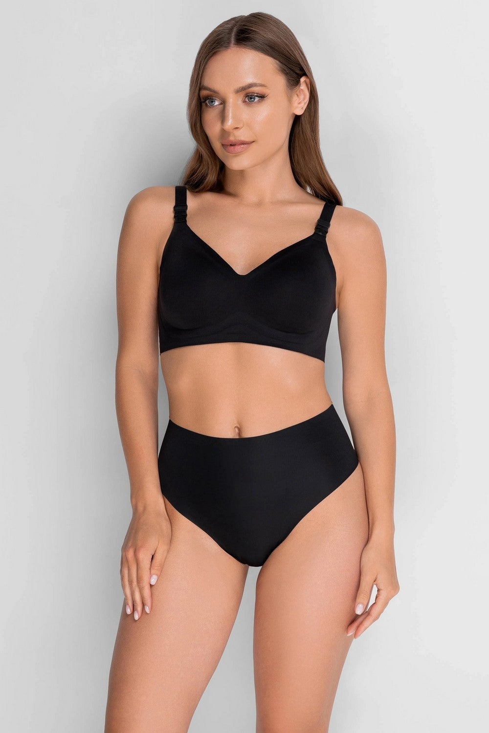 Бесшовный бюстгальтер для кормления 7087-076 black