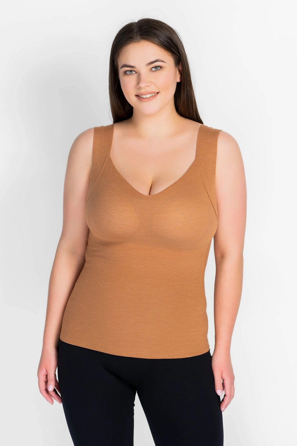 Майка с вкладышами push-up 7089-077 cinnamon