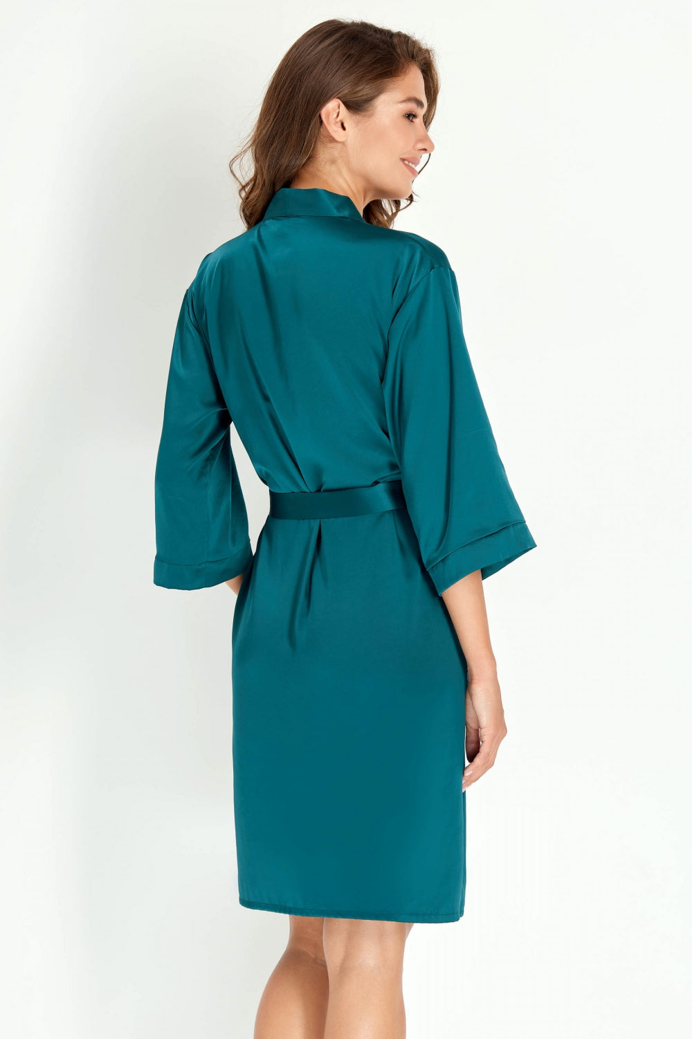 Сатиновый халат с поясом 8148-6770 emerald