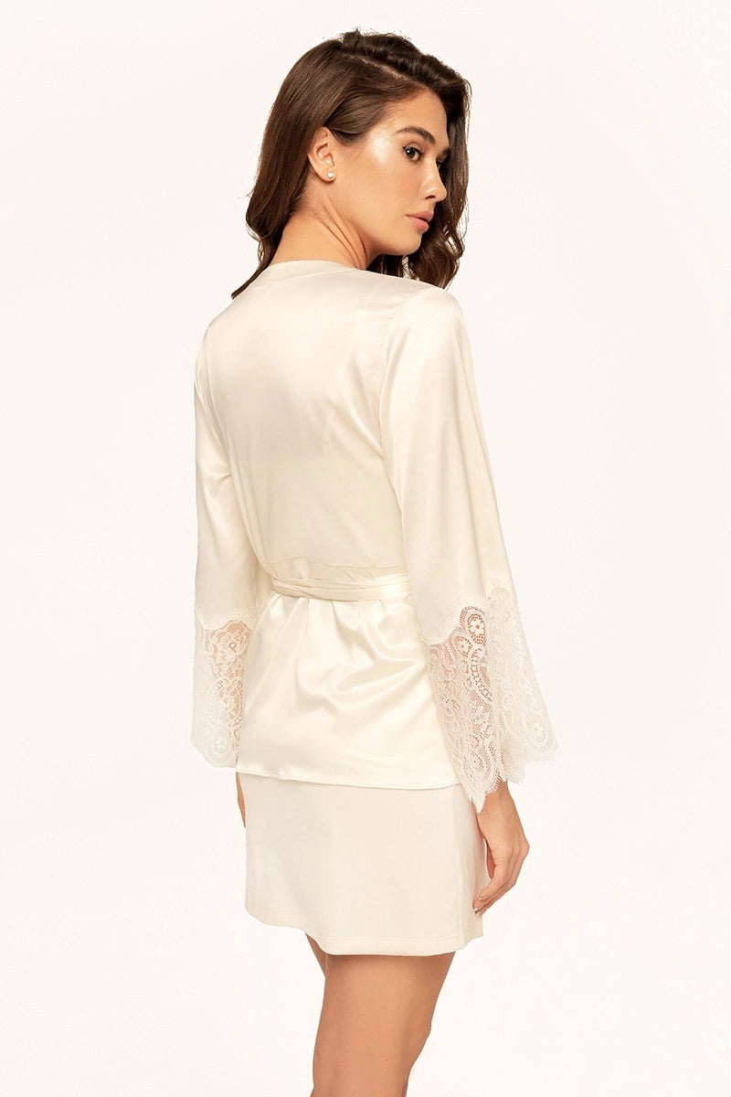 Укороченный халат с поясом 8163-6756 champagne