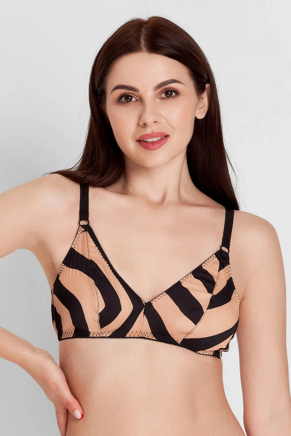 Шелковый бралет с принтом 8166-050 540 black/beige