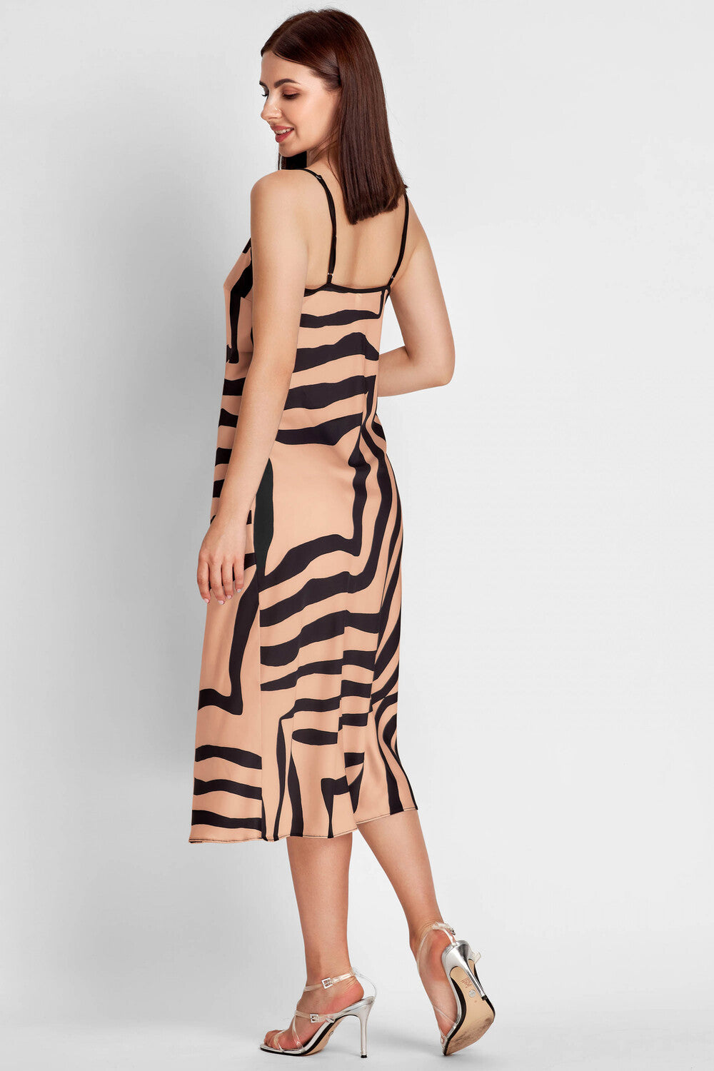 Шелковое платье-слип 8166-6054-1 black/beige