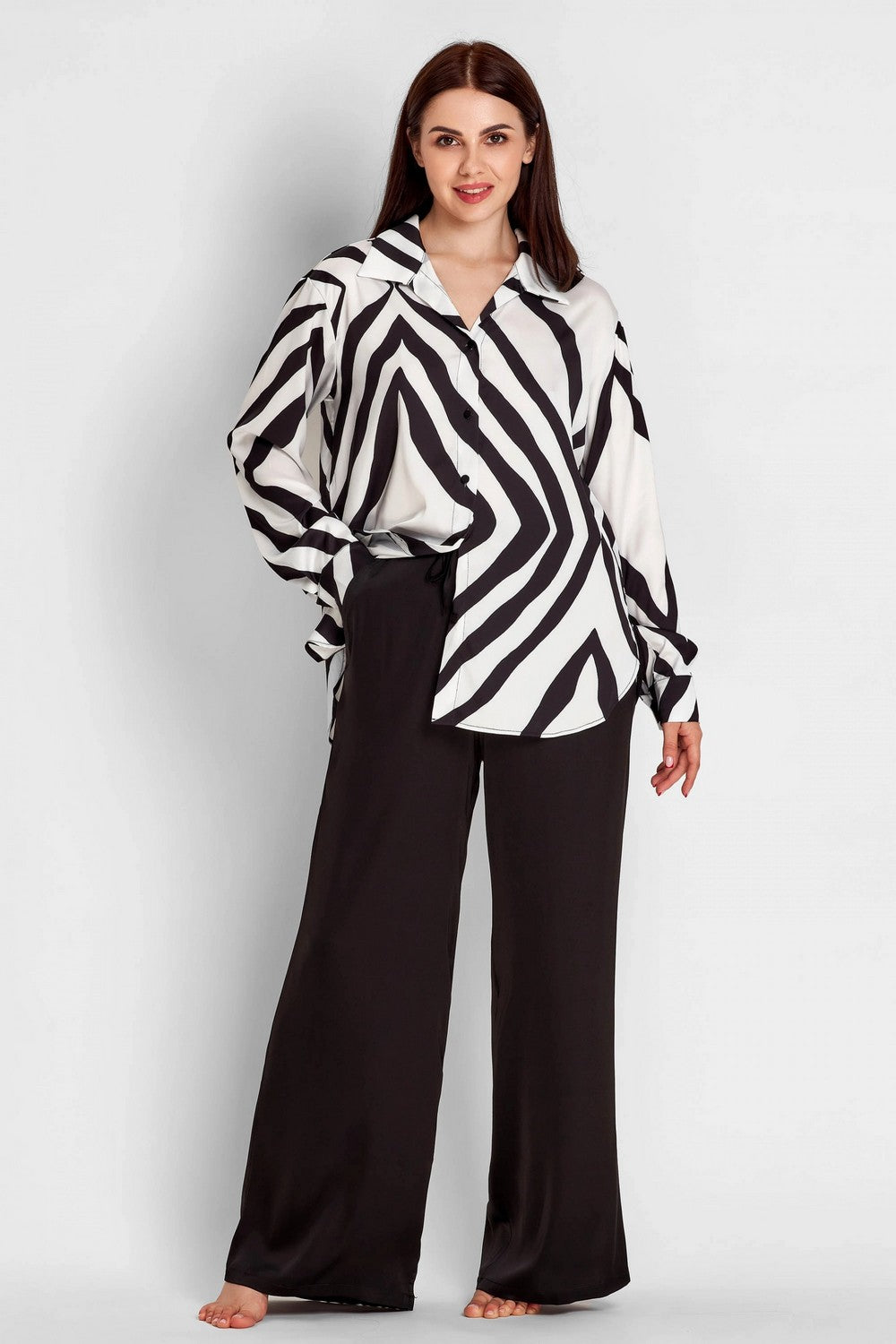 Сатиновый комплект с принтом 8166-6213-7 black/white