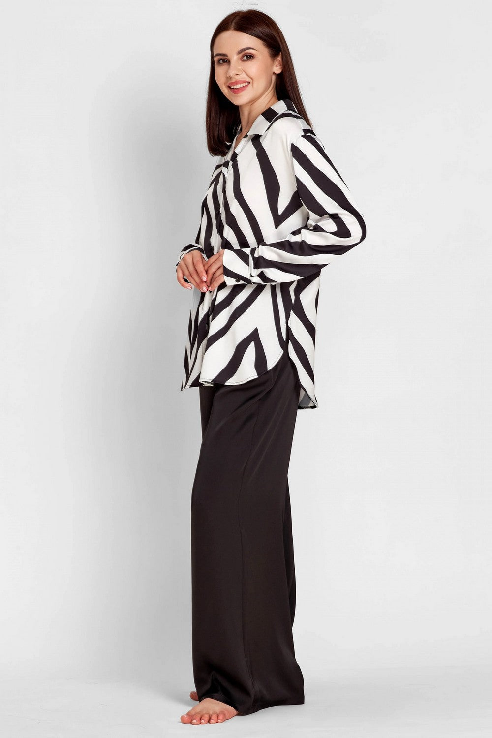 Сатиновый комплект с принтом 8166-6213-7 black/white