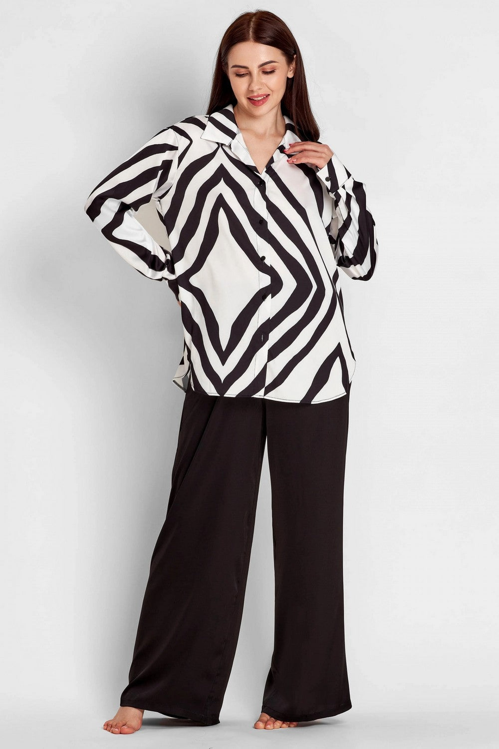 Сатиновый комплект с принтом 8166-6213-7 black/white