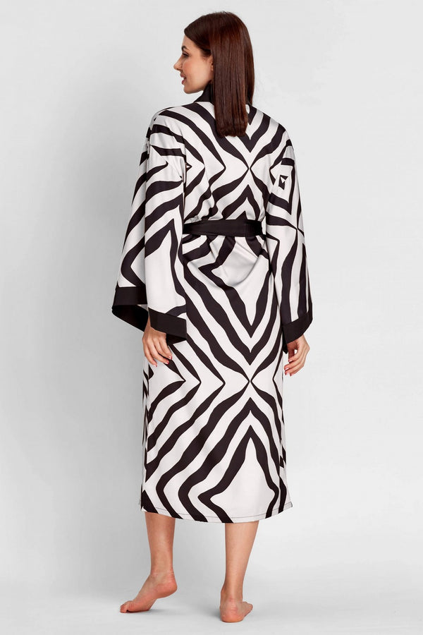 Длинный халат с принтом 8166-6784 black/white