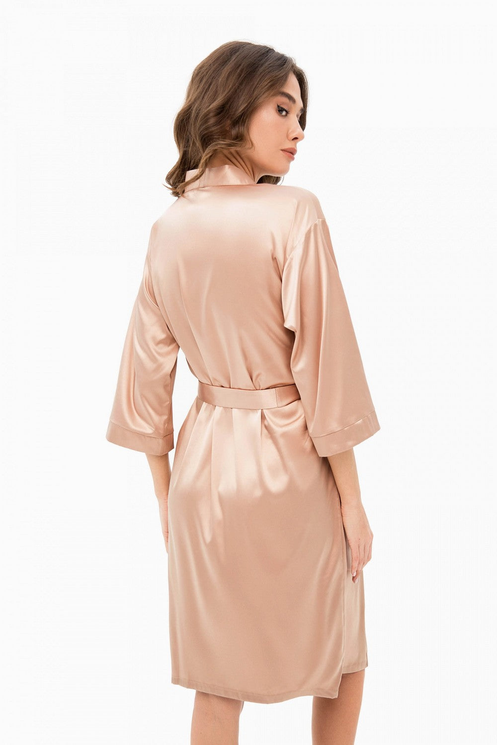 Короткий халат из сатина 8168-6770 beige