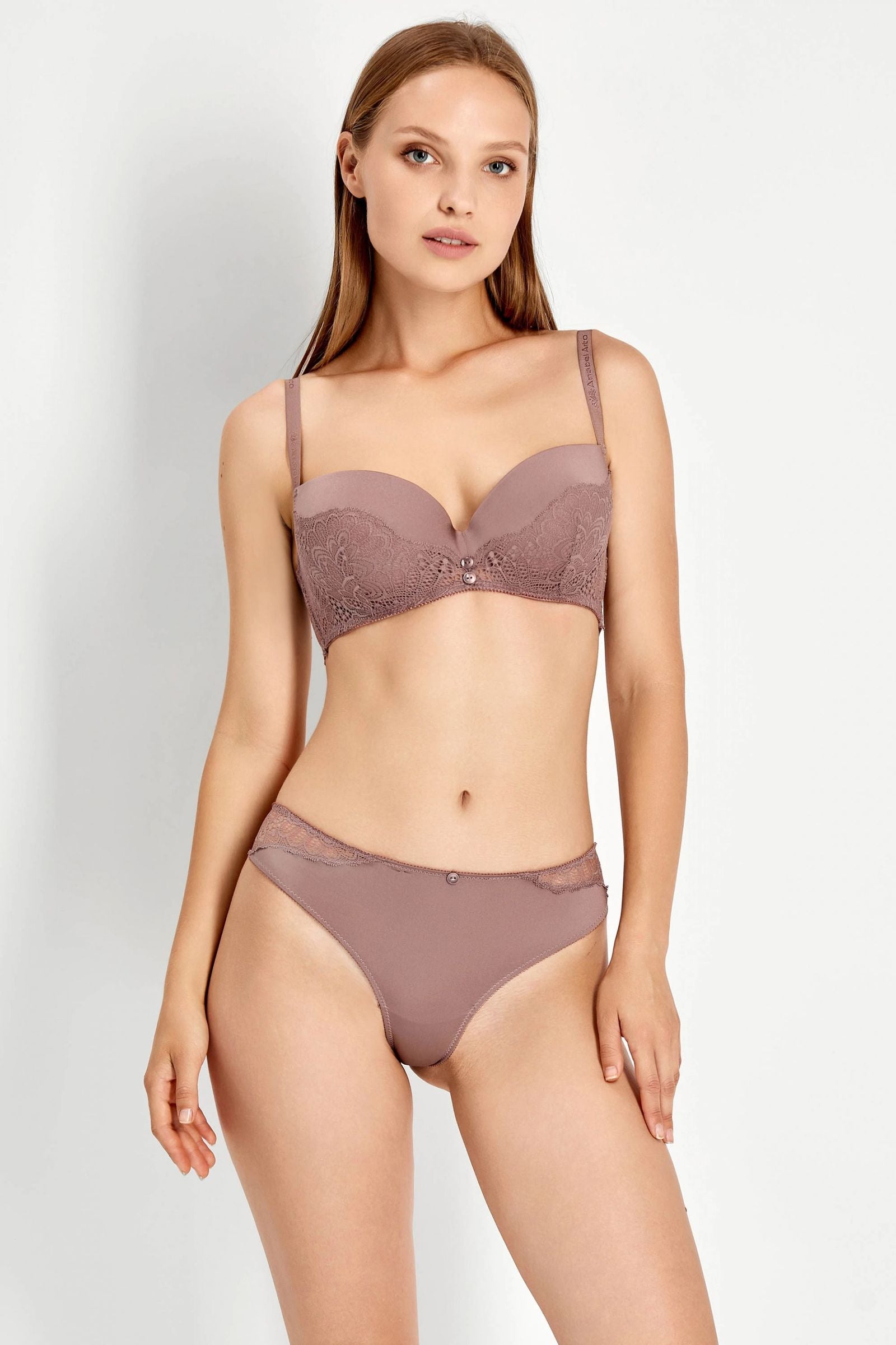 Бюстгальтер балконет с кружевом 8169-008 coffee