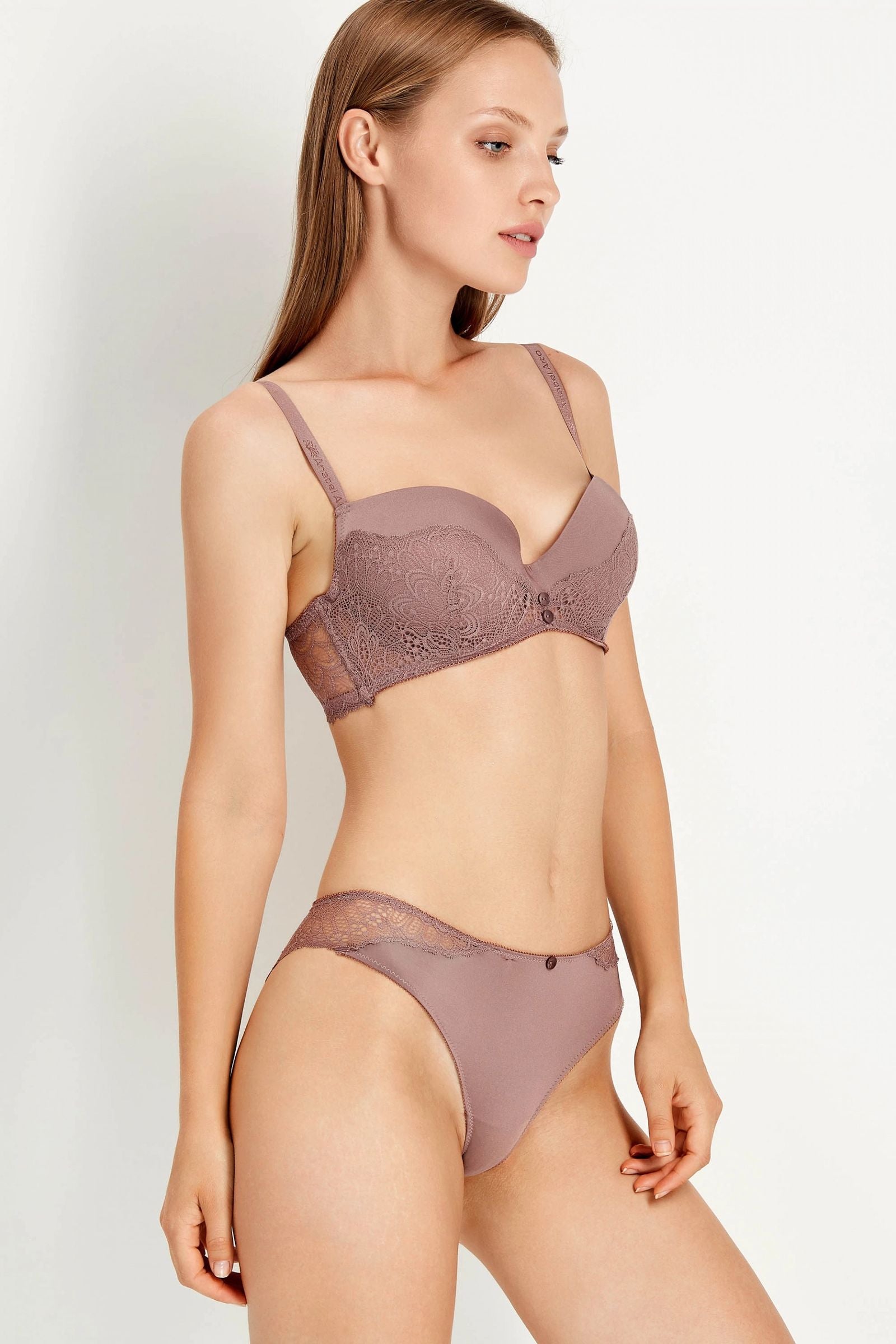 Бюстгальтер балконет с кружевом 8169-008 coffee