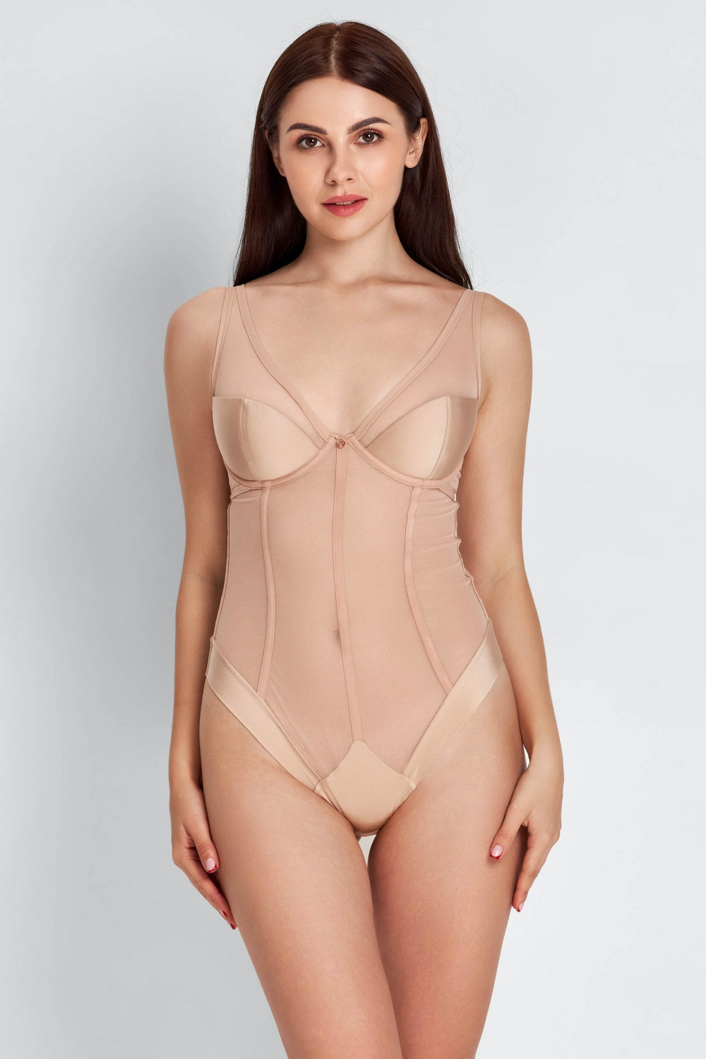 Боди с декоративными швами 8172-157 beige