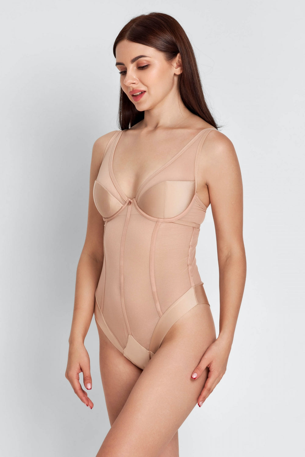 Боди с декоративными швами 8172-157 beige