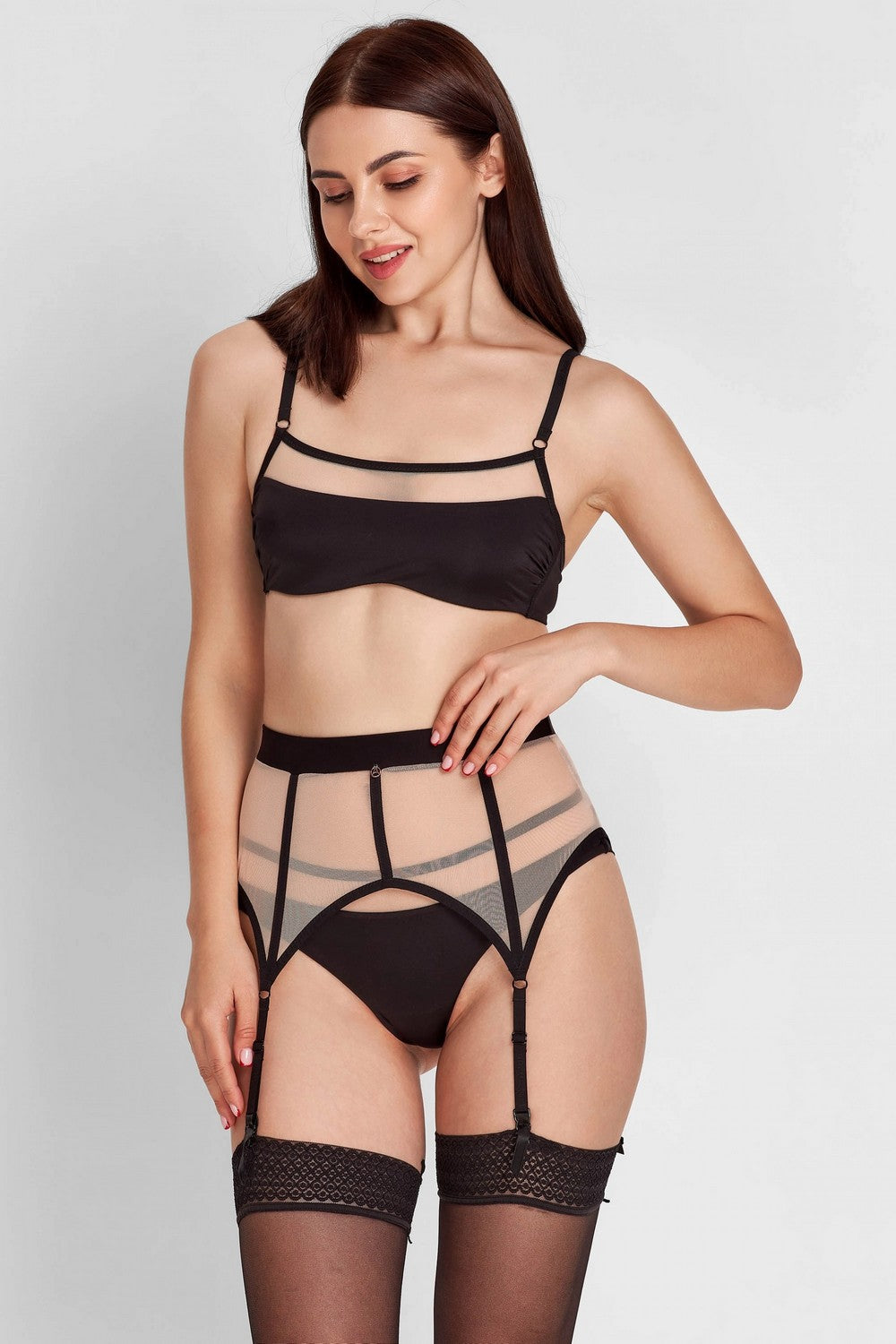 Пояс для чулок из микросетки 8172-50 black