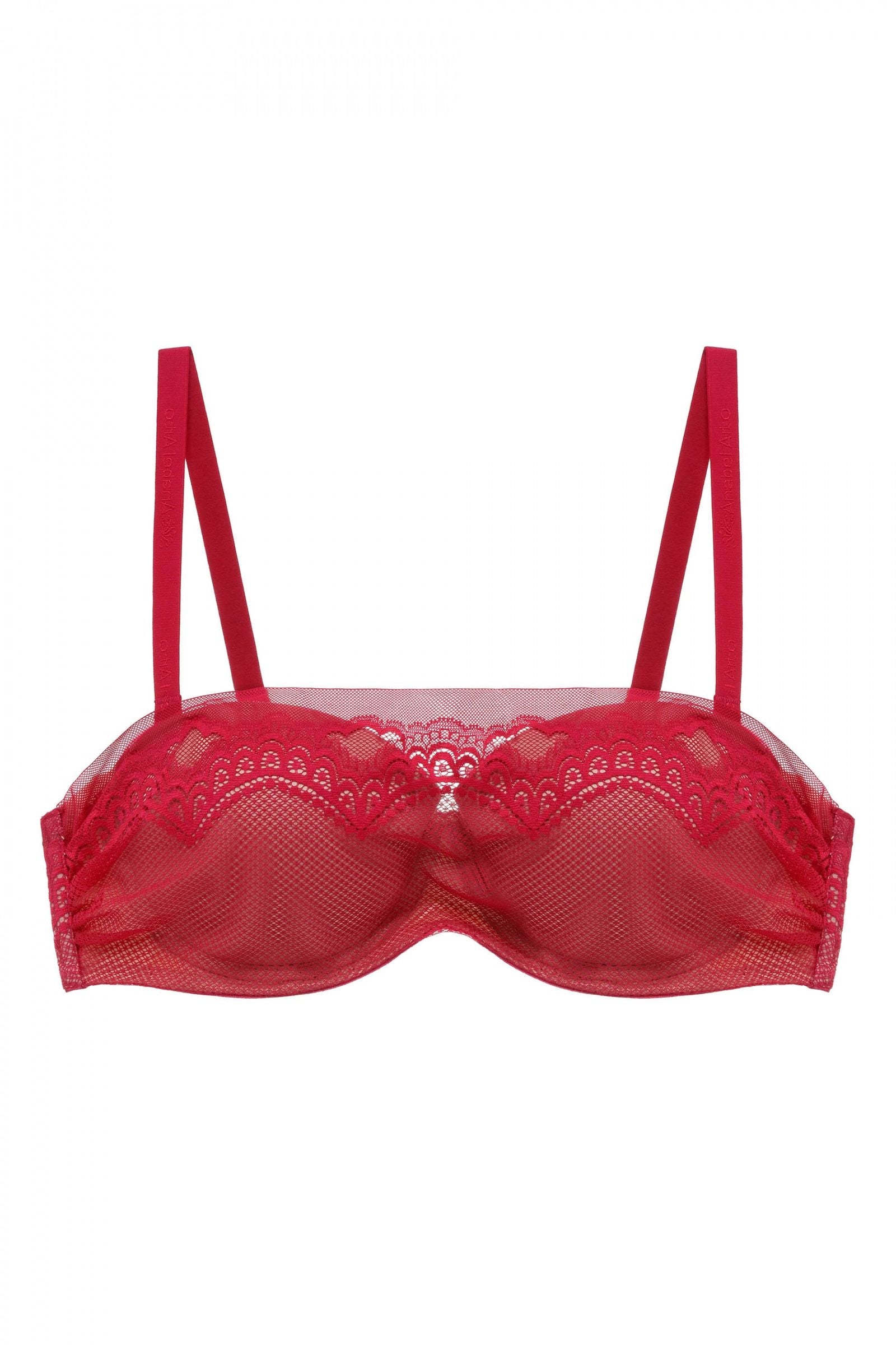 Бюстгальтер балконет из кружева 8174-016 crimson