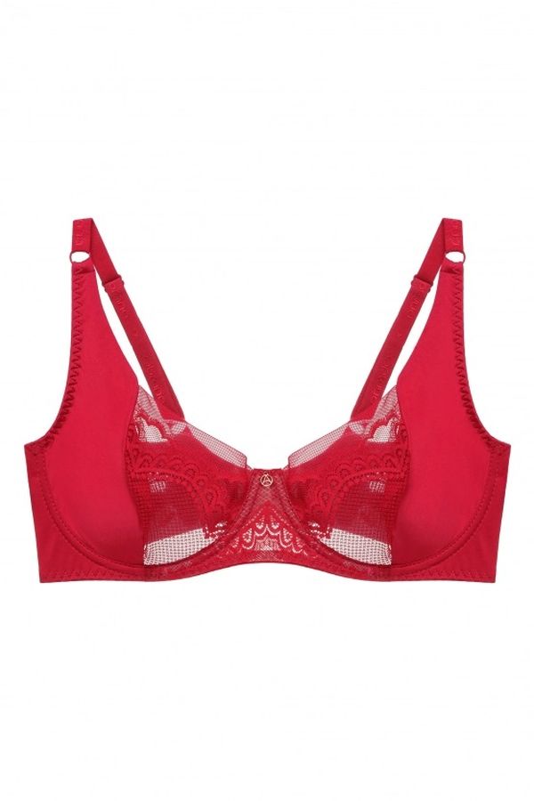 Бюстгальтер из микрофибры и кружева 8174-057 crimson