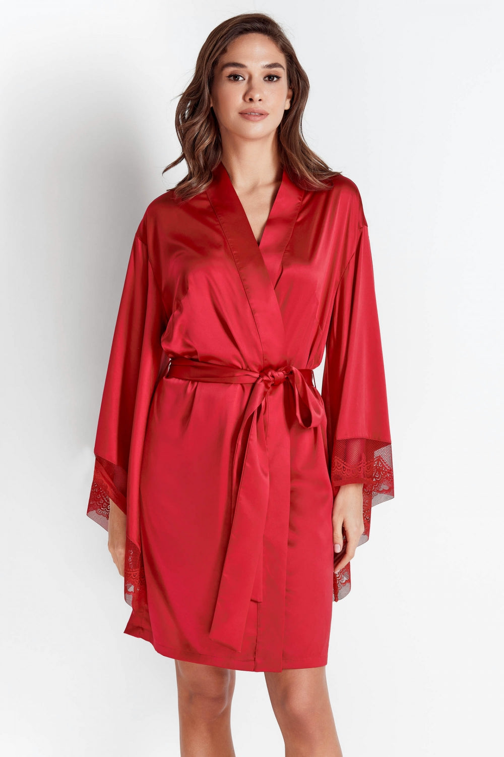 Халат с широкими рукавами 8174-6748 crimson