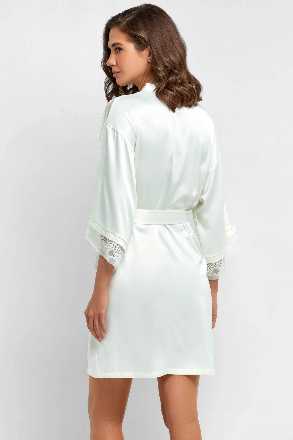 Короткий халат из сатина 8174-6778 champagne