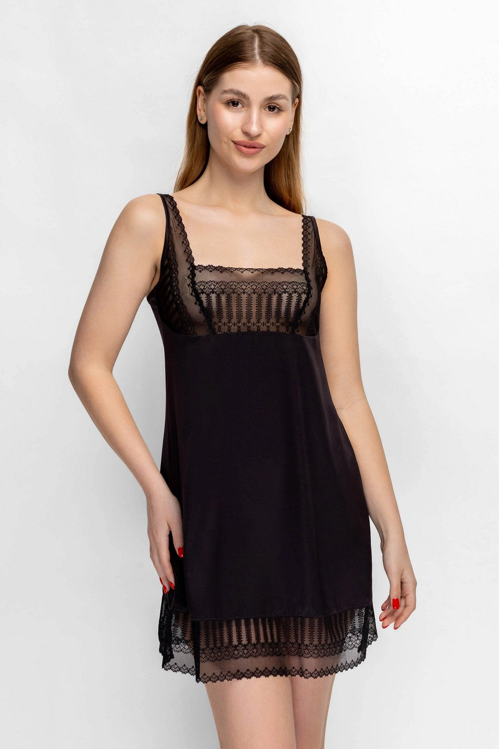 Ночная сорочка с кружевным лифом 8177-6090 black