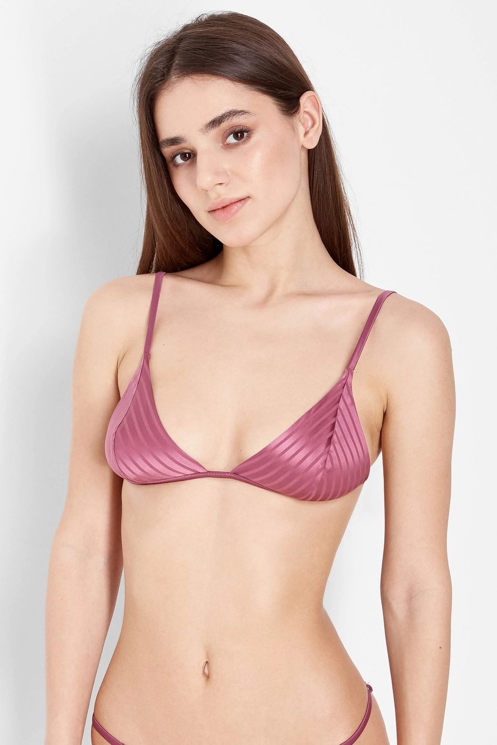 Шелковый бюстгальтер с треугольными чашками S-050 lilac