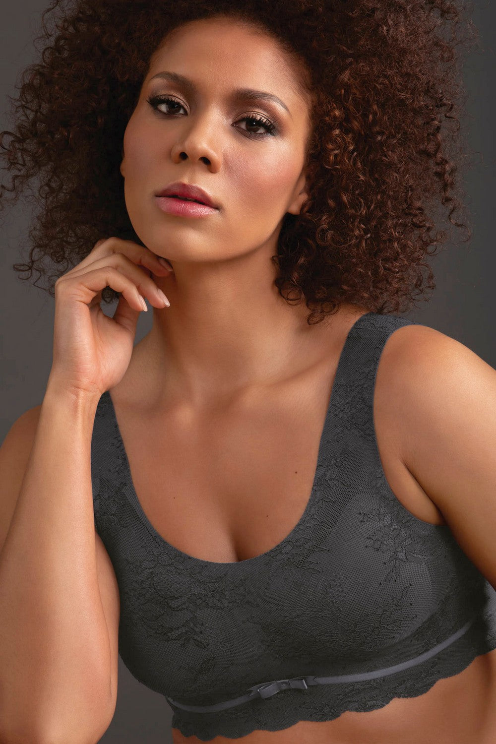 Кружевной топ без косточек 5400 Essentials Lace anthracite