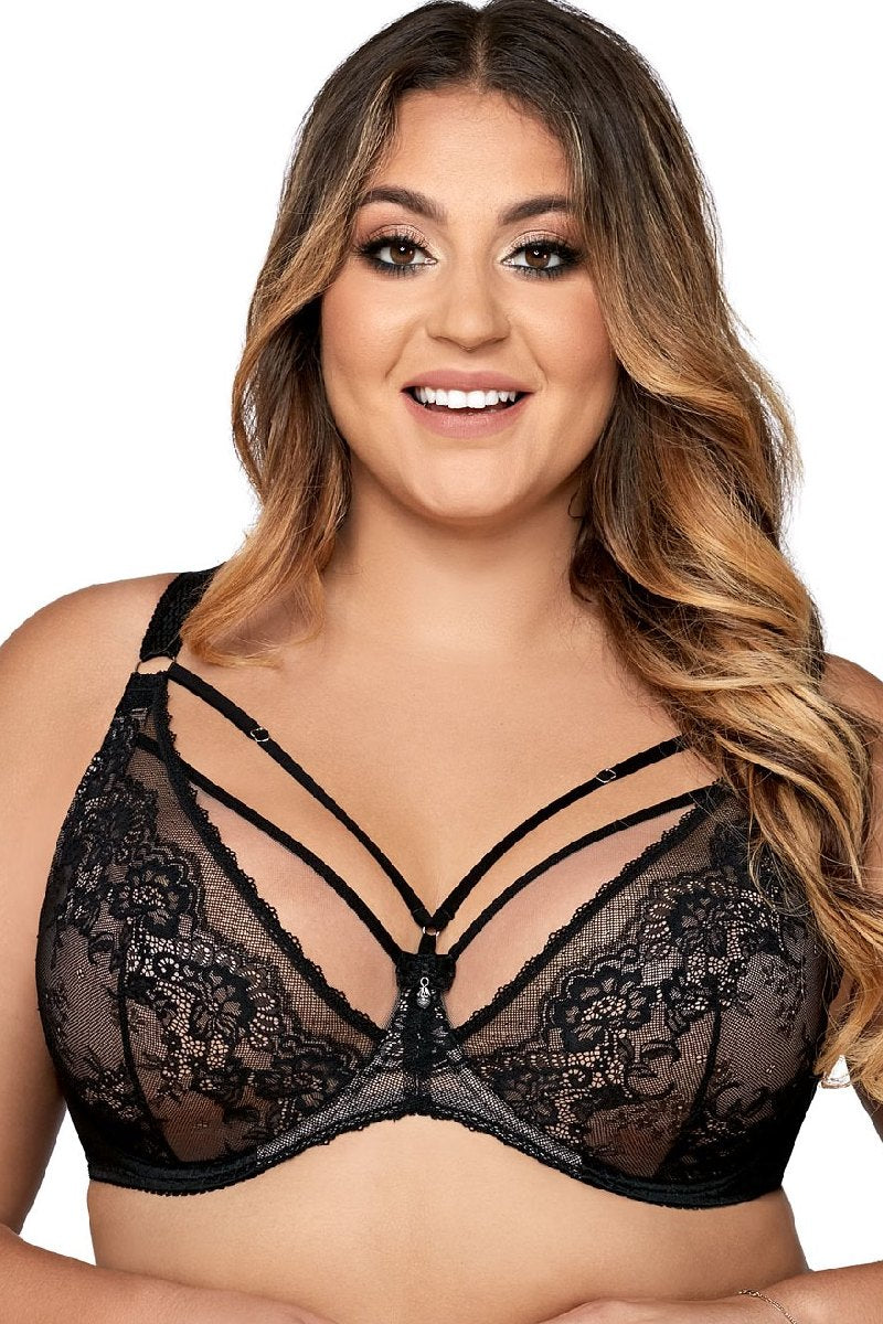 Мягкий бюстгальтер с кружевом Venus AV 1824 black/beige