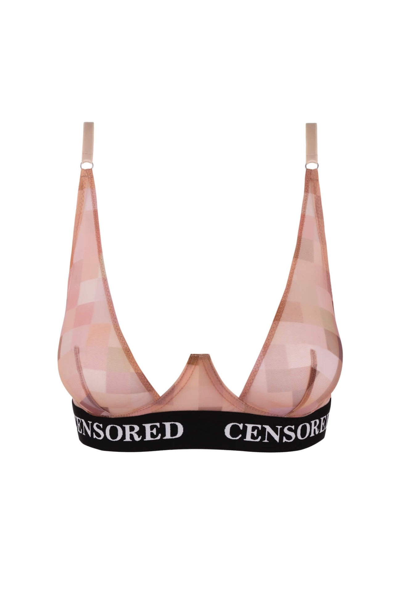 Бюстгальтер пландж с полупрозрачным принтом Censored Pleasure