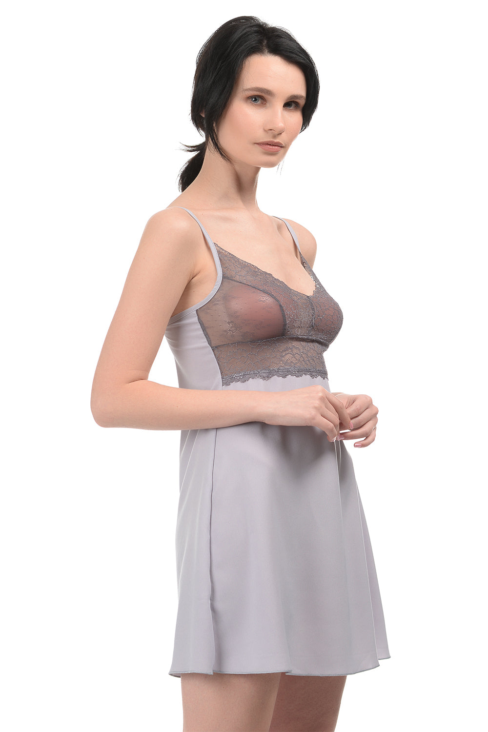 Сорочка с кружевным лифом 0120 gray