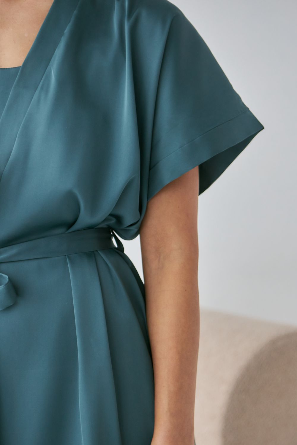 Шелковый халат с короткими рукавами 0242 sea wave