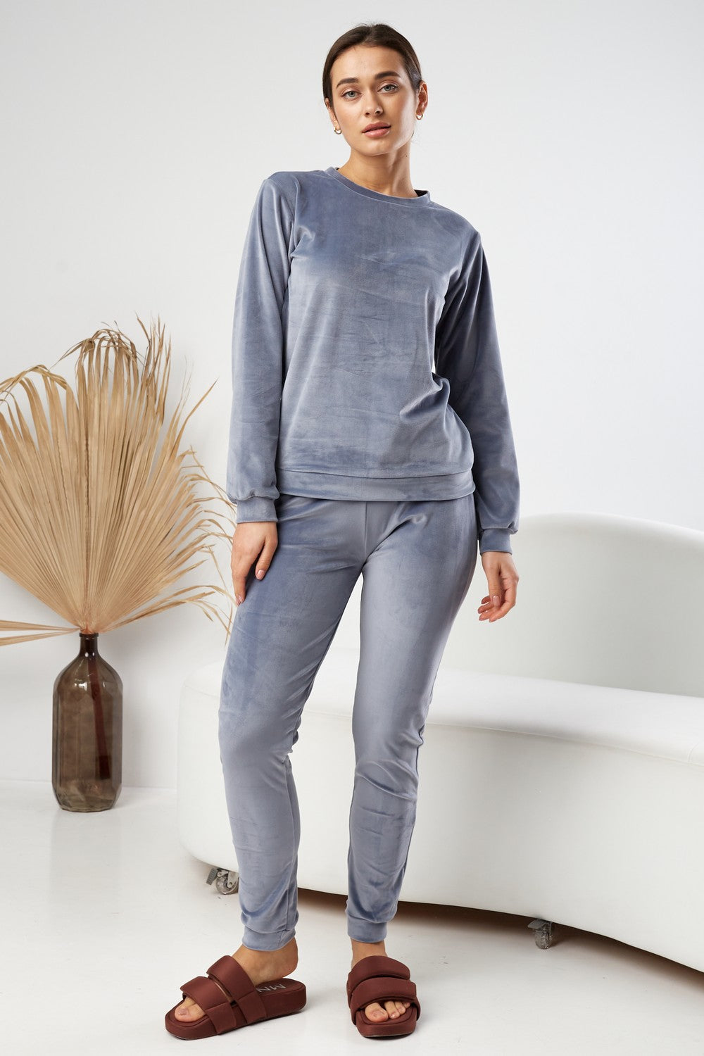 Плюшевый комплект для дома с брюками 0285/289 blue/gray