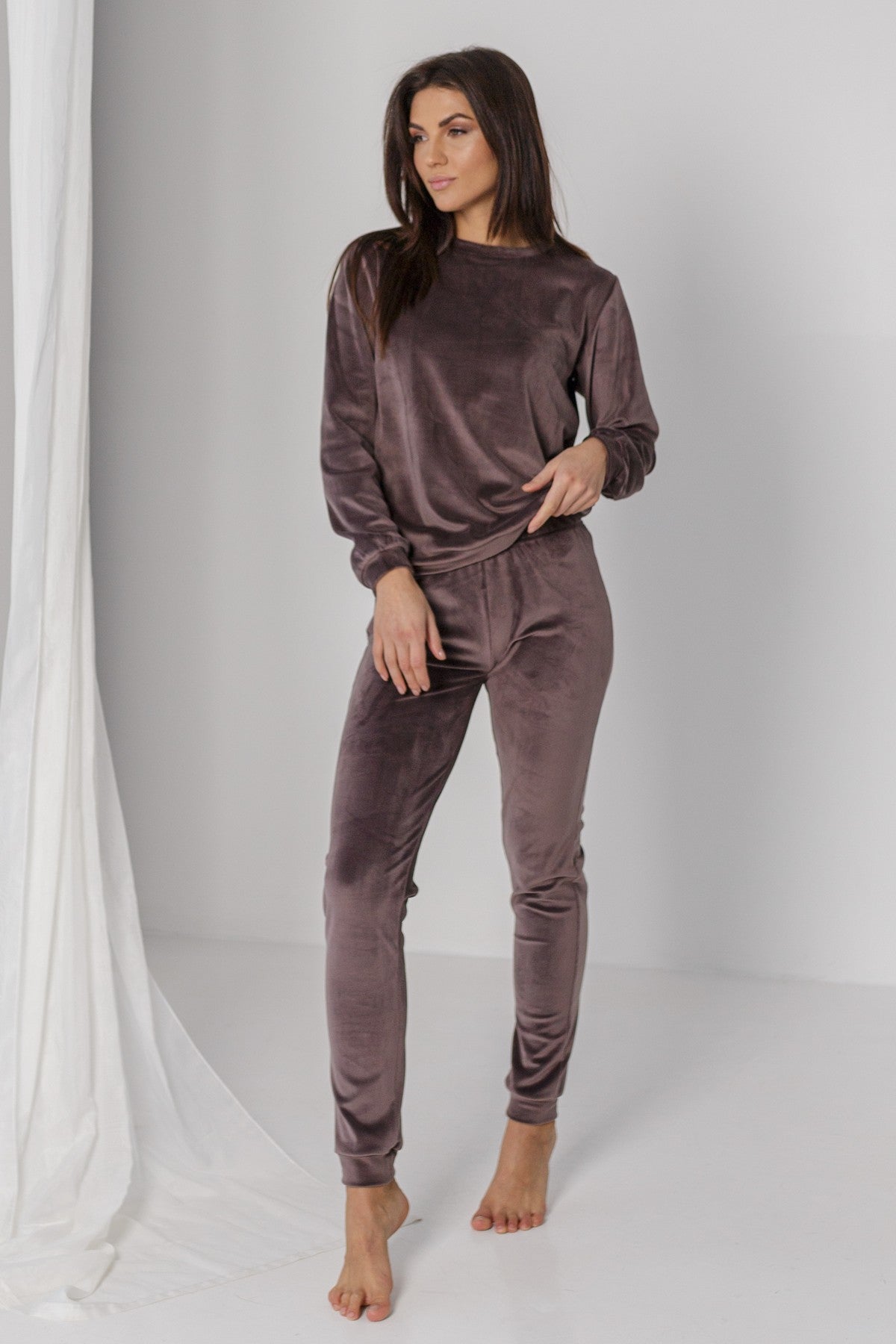 Плюшевый комплект для дома с брюками 0285/289 eggplant