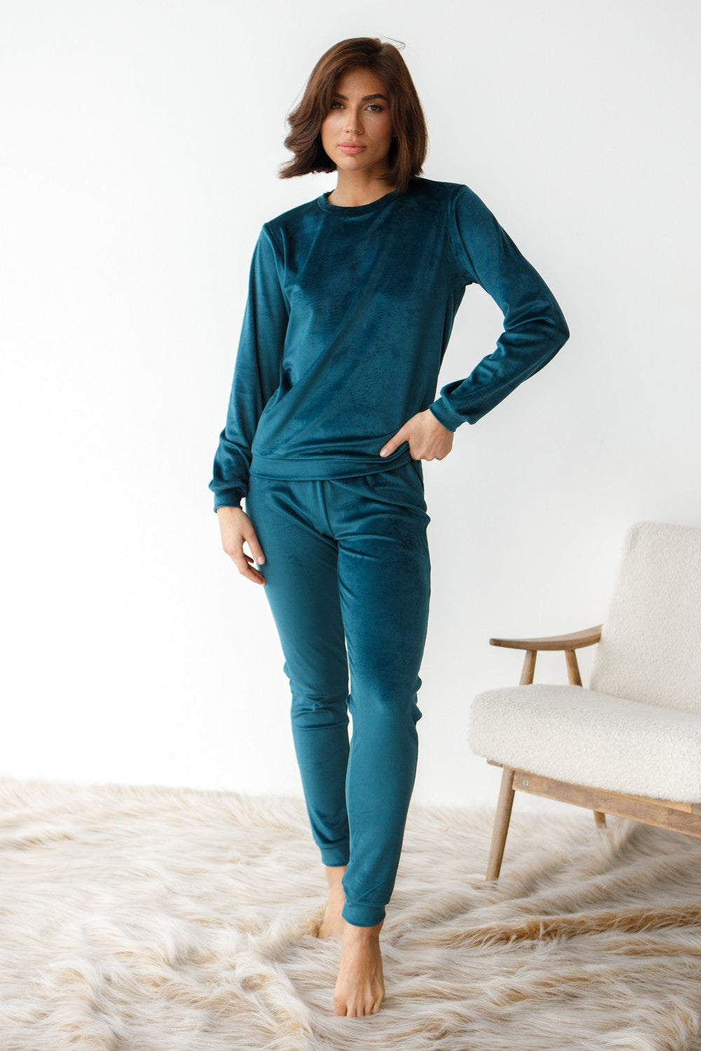 Плюшевый комплект для дома с брюками 0285/289 emerald