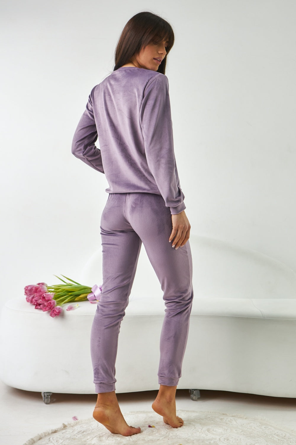 Плюшевый комплект для дома с брюками 0285/289 lilac