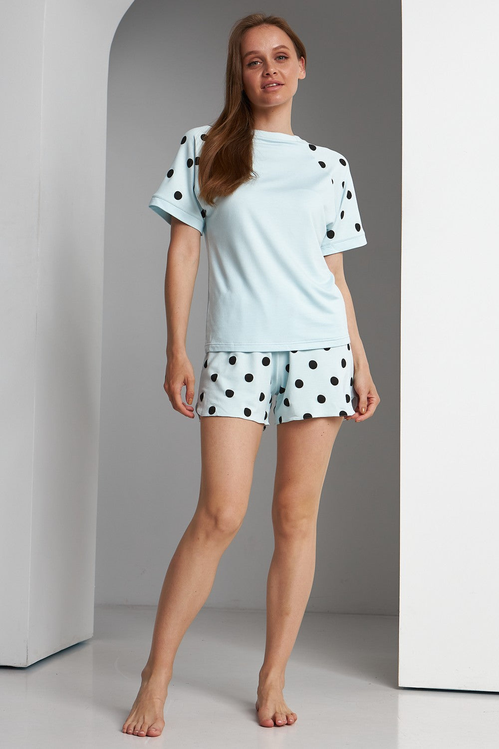 Пижама из вискозы в горошек 0308/307 turquoise