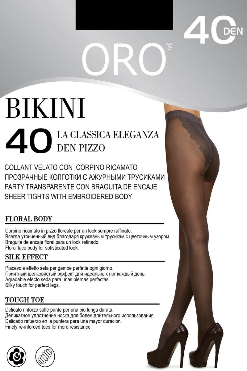 Колготки з ажурними трусиками Bikini 40d