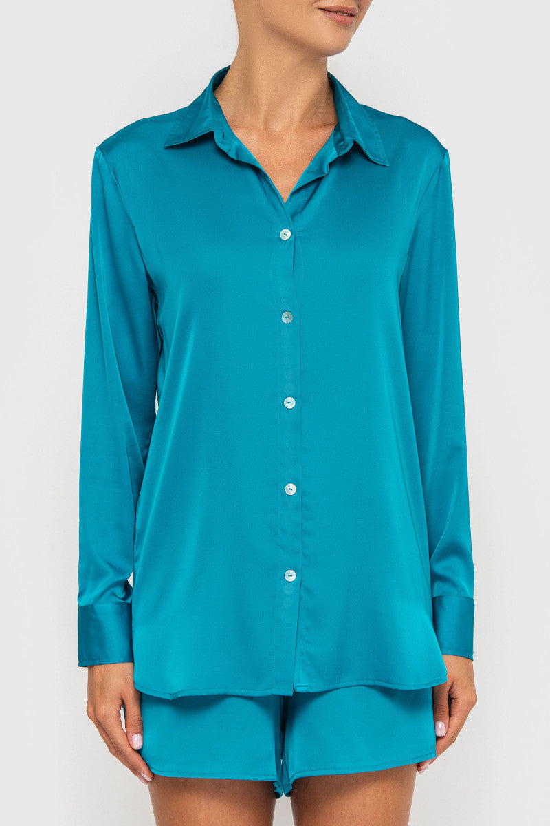 Шелковая блуза 21031-1 azure