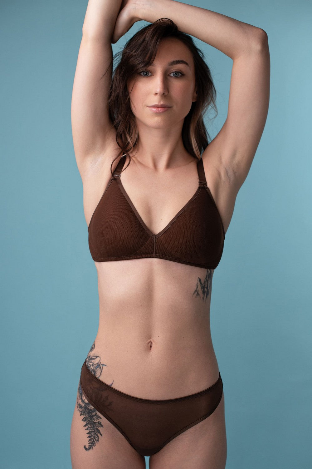 Бюстгальтер из полупрозрачной микросетки SLZ23601115 mokka