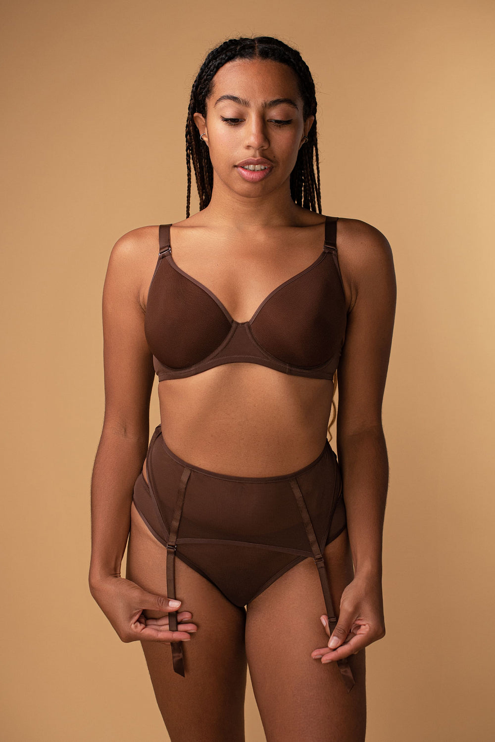 Пояс для чулок из микросетки SLZ23602006/006LC mokka