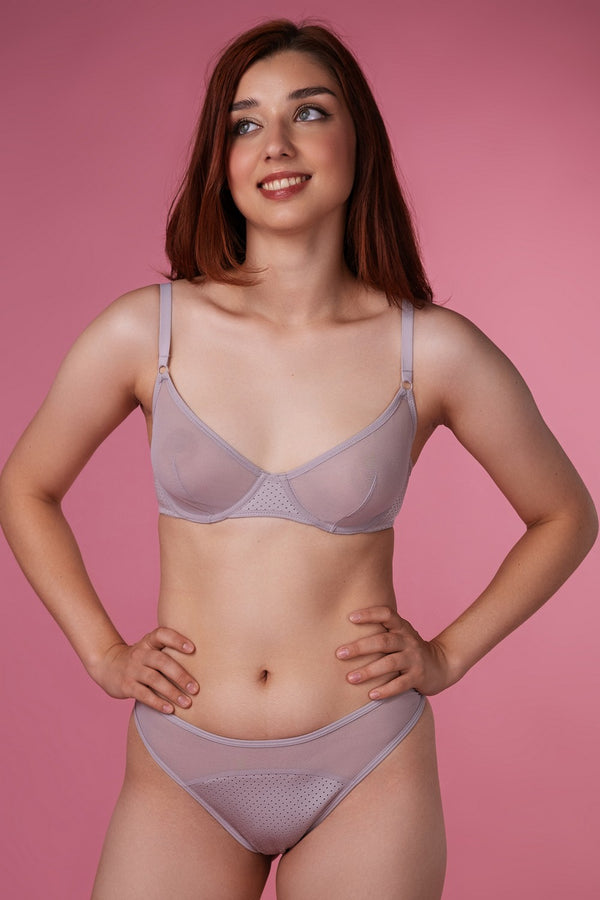 Мягкий бюстгальтер балконет SLZ24701074 gray lilac