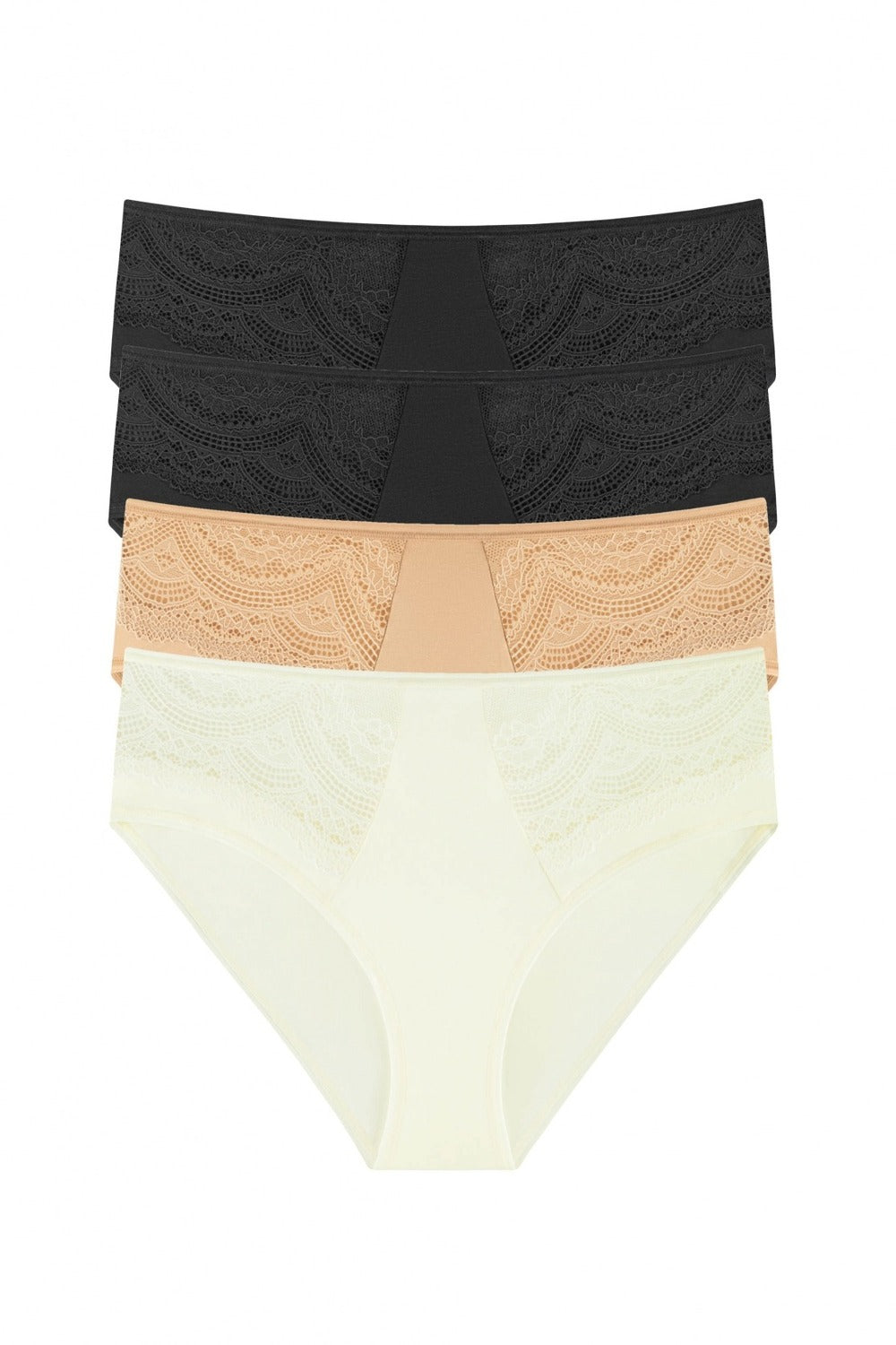 Высокие трусики слип 204-34 (4 шт.) black/black/champagne/beige