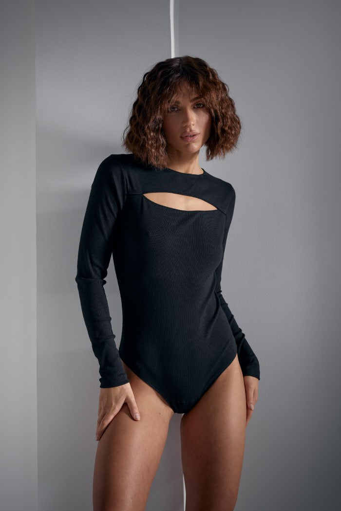 Боди-слип в рубчик Ламингтон БД4 black