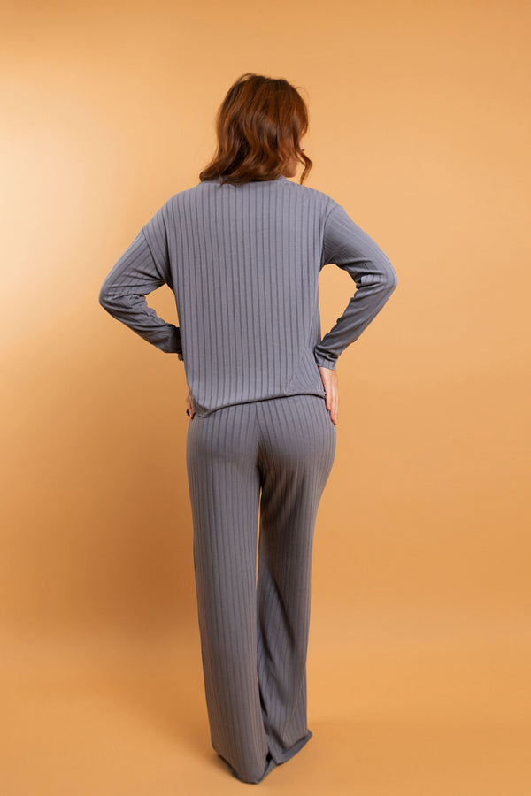 Трикотажные брюки в рубчик HOM2216010 gray