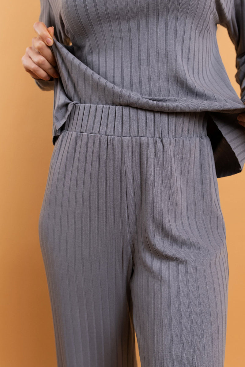 Трикотажные брюки в рубчик HOM2216010 gray