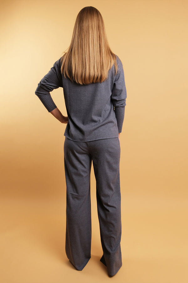 Трикотажные брюки в рубчик HOM2217010 gray melange