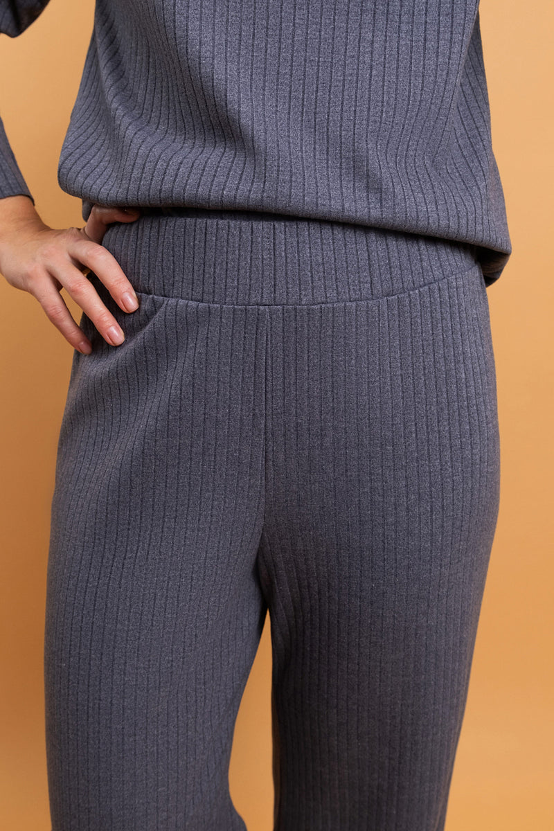 Трикотажные брюки в рубчик HOM2217010 gray melange