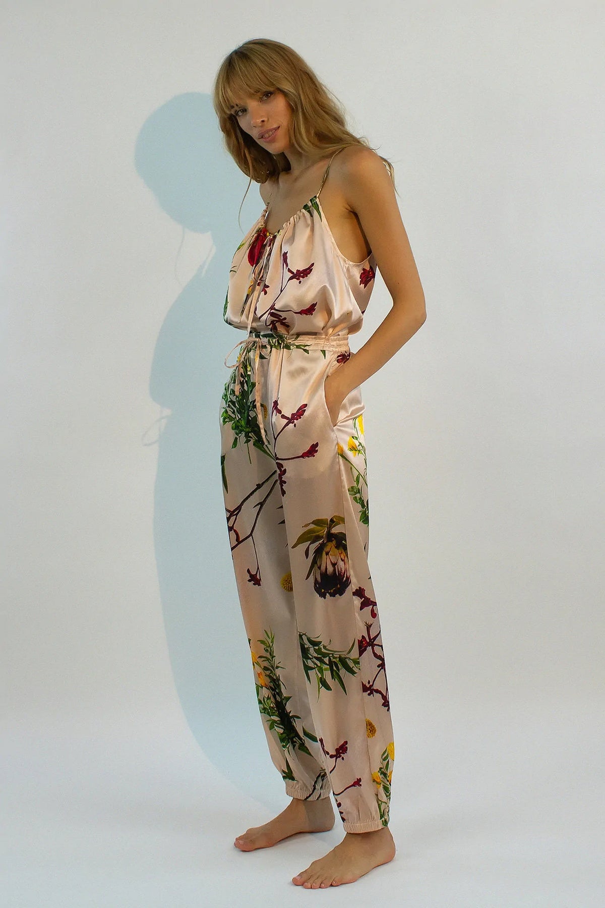 Шелковые брюки 211404-06 Flying Flower rose rice