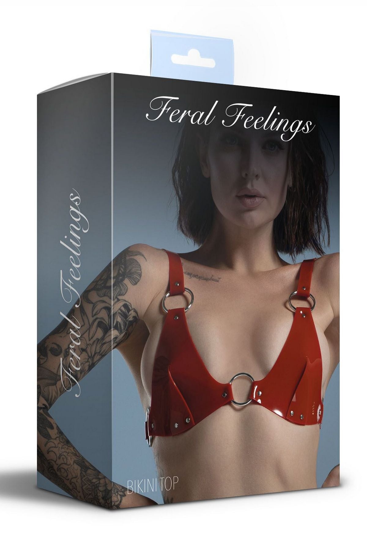 Кожаный лиф с заклепками Bikini Top red