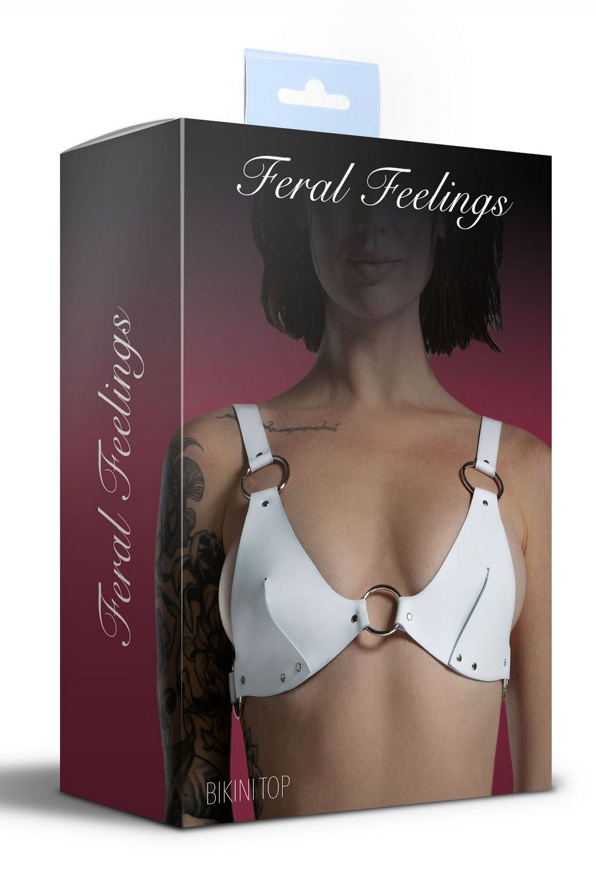 Кожаный лиф с заклепками Bikini Top white