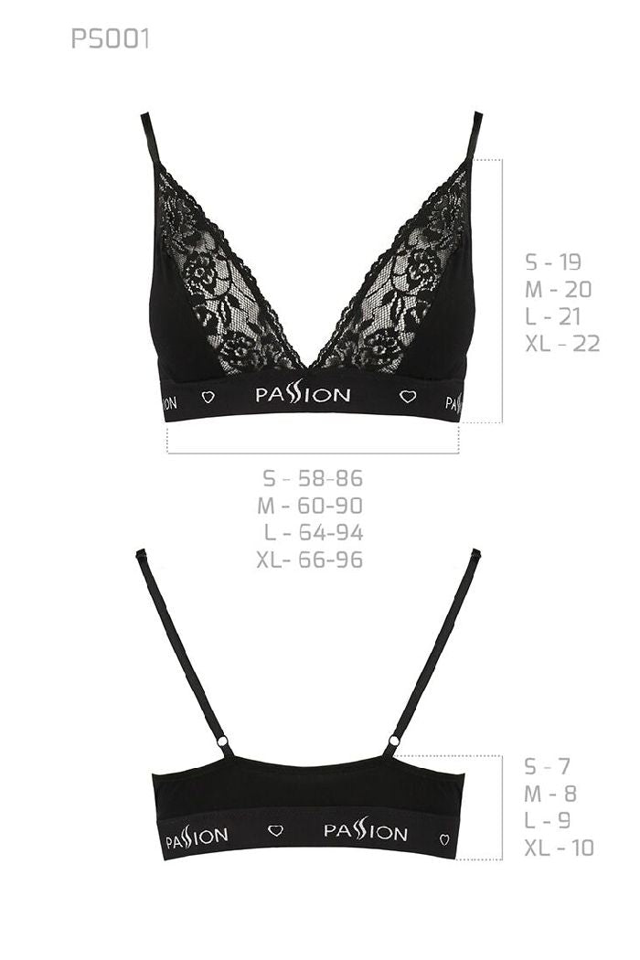 Хлопковый бралет с кружевом PS001 black