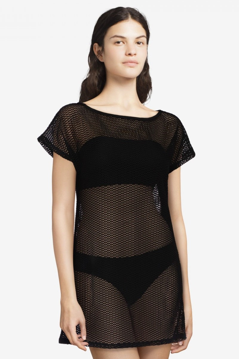 Ажурная пляжная туника 11E4 Beachwear black